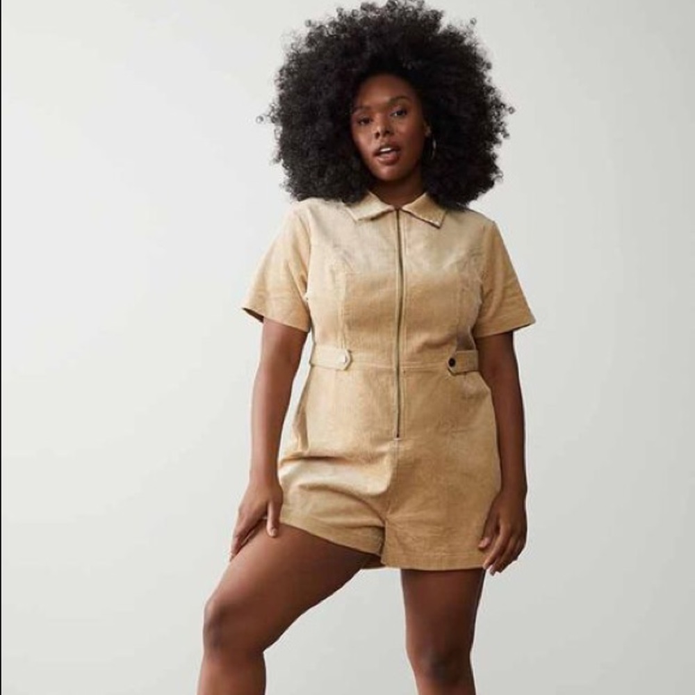 Corduroy Zip-up Romper